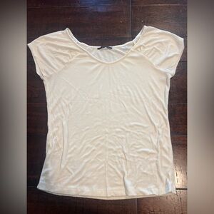 Tahari Cream Cap Sleeve Relaxed T-Shirt